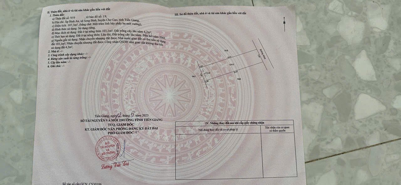 Đất nền Song Bình, Chợ Gạo 107m² - Đường to ô tô, giá tốt!