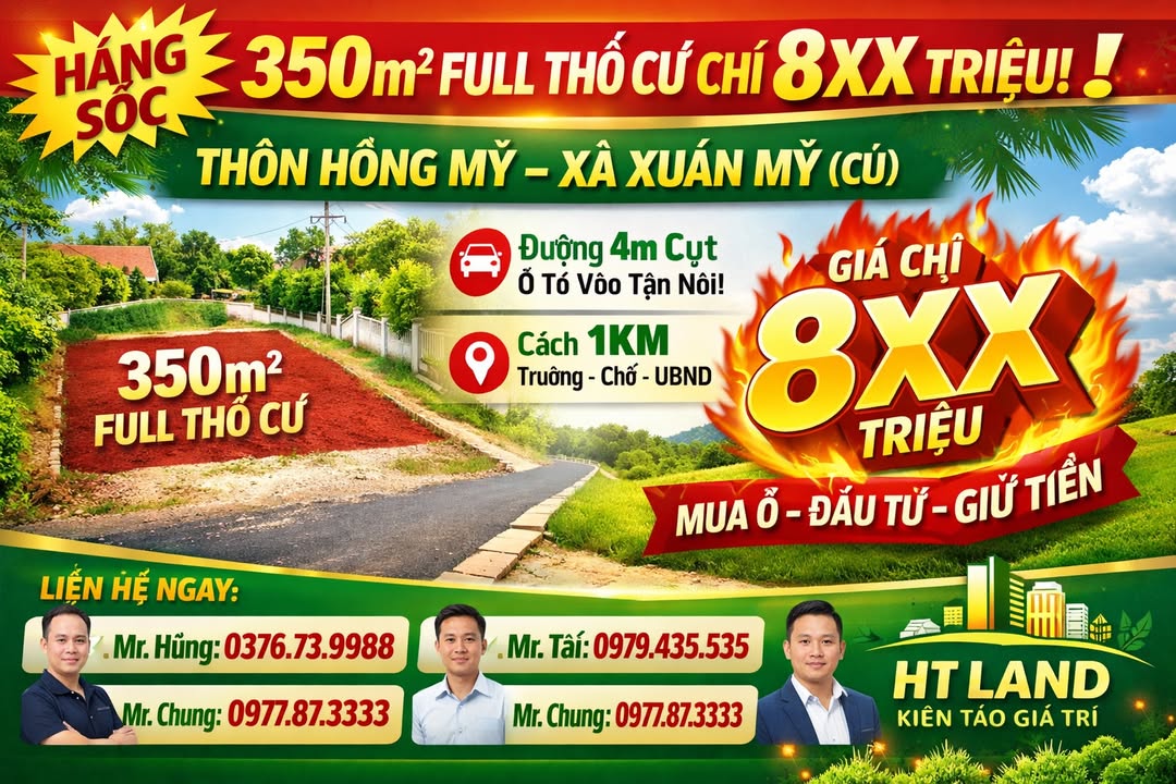 Đất nền Thôn Hồng Mỹ Nghi Xuân 350m² - Tiềm năng tăng giá vượt trội!