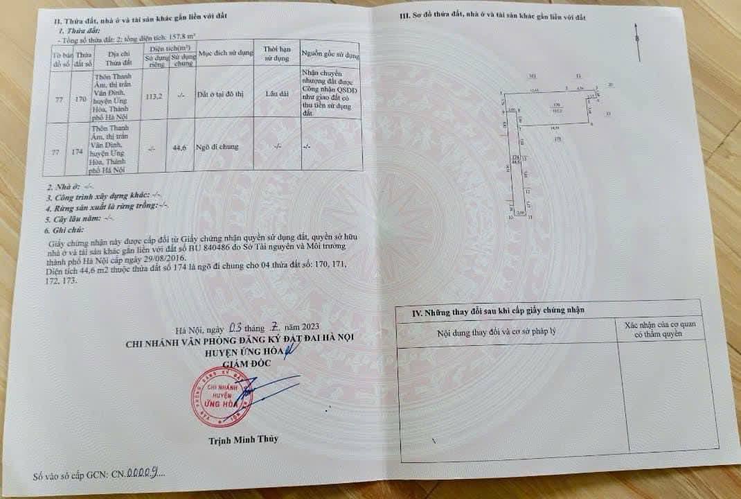 Đất nền Thị trấn Vân Đình, Mỹ Đức - 100m² giá 2 tỷ, sổ đỏ sẵn sàng