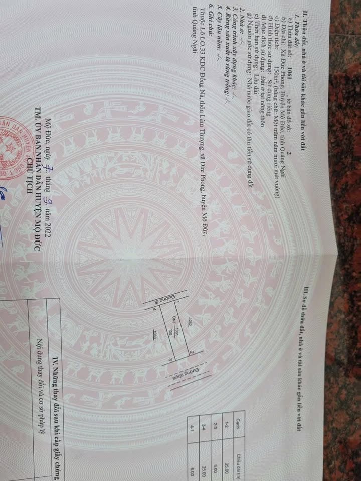 Đất nền Xã Đức Phong, Mộ Đức 150m² - Sổ đỏ chính chủ, giá chỉ 500 triệu