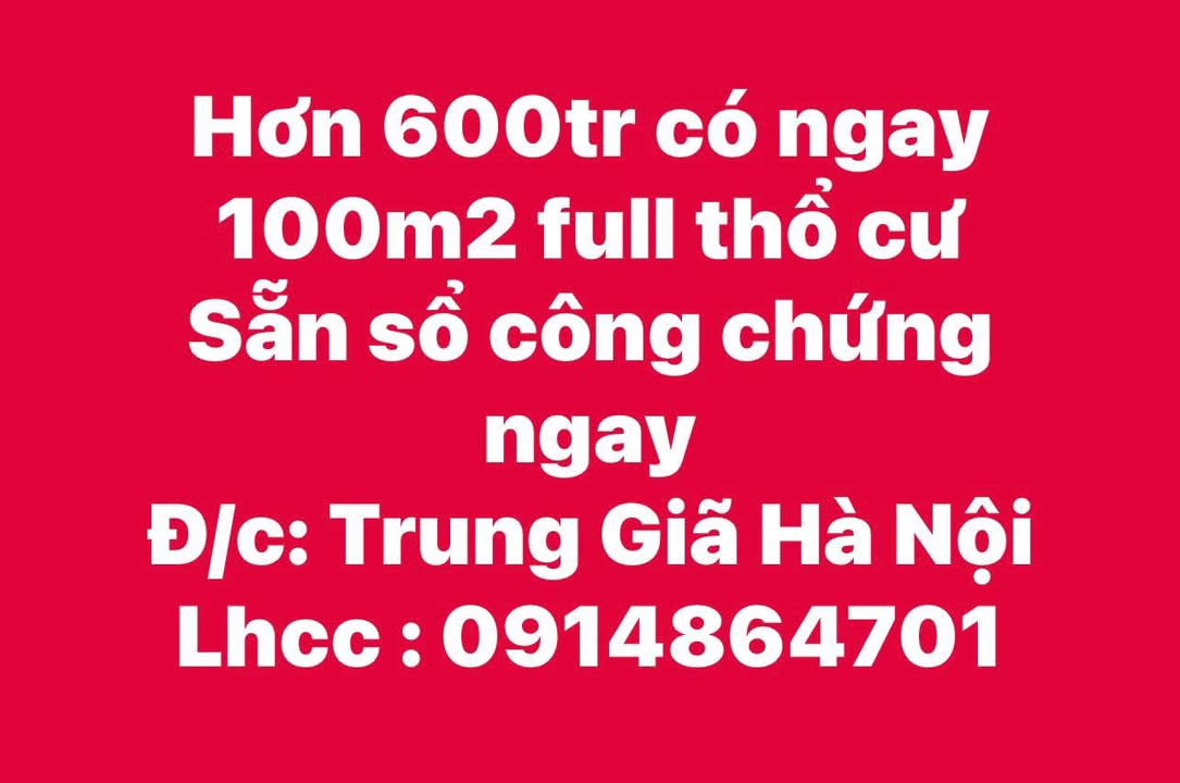 Đất Sóc Sơn 100m² Sổ Đỏ Chính Chủ - Chỉ Từ 600 Triệu