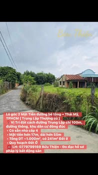 Đất nền Củ Chi 1000m² - Lô góc 2 mặt tiền, pháp lý rõ ràng