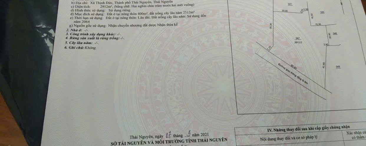 Bán Gấp Đất Vàng 2900m² Thịnh Đức, TP. Thái Nguyên - Sổ Đỏ Riêng