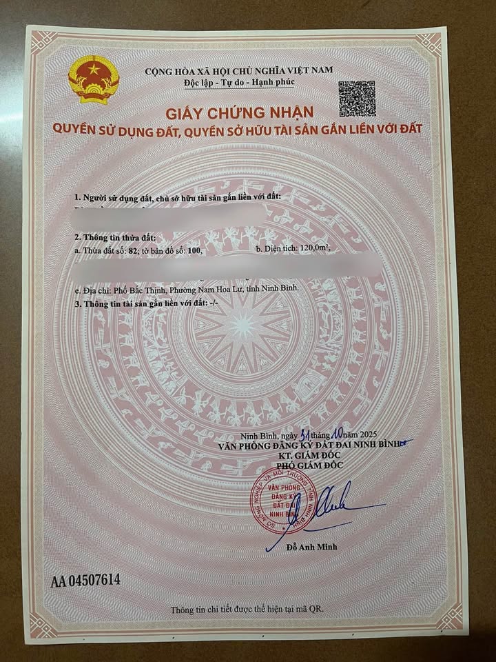 Đất nền Phố Bắc Thịnh Ninh Bình 120m² giá 4 tỷ - Sổ đỏ chính chủ