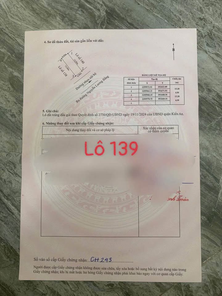 Đất nền Nguyễn Lương Bằng Kiến An 62.6m² giá 2.8 tỷ - Tiềm năng tăng giá!