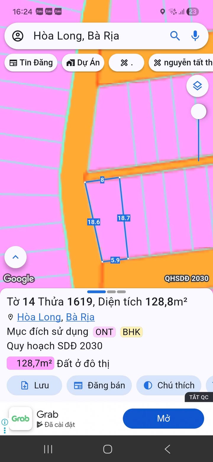 Đất nền Hòa Long Bà Rịa 128m² giá 1.9 tỷ - Sổ đỏ chính chủ!