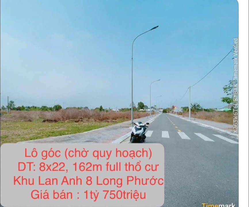Đất thổ cư Long Tâm Bà Rịa 162m² - Lô góc 2 mặt tiền giá 1.75 tỷ
