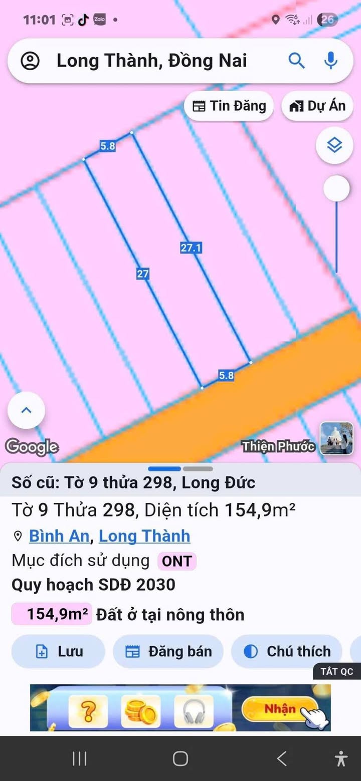 Đất nền Long Thành 154m² giá 900 triệu - Sổ đỏ, tiềm năng sinh lời!