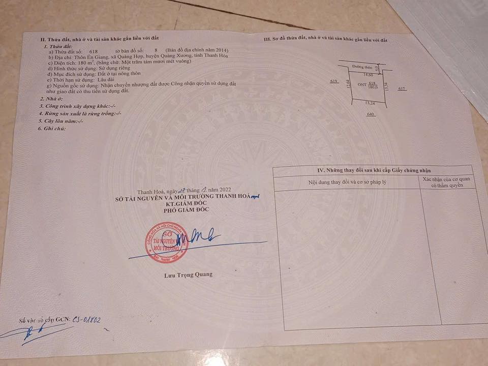 Đất nền Quảng Hợp 180m² Sổ đỏ - Giá hơn 400 triệu