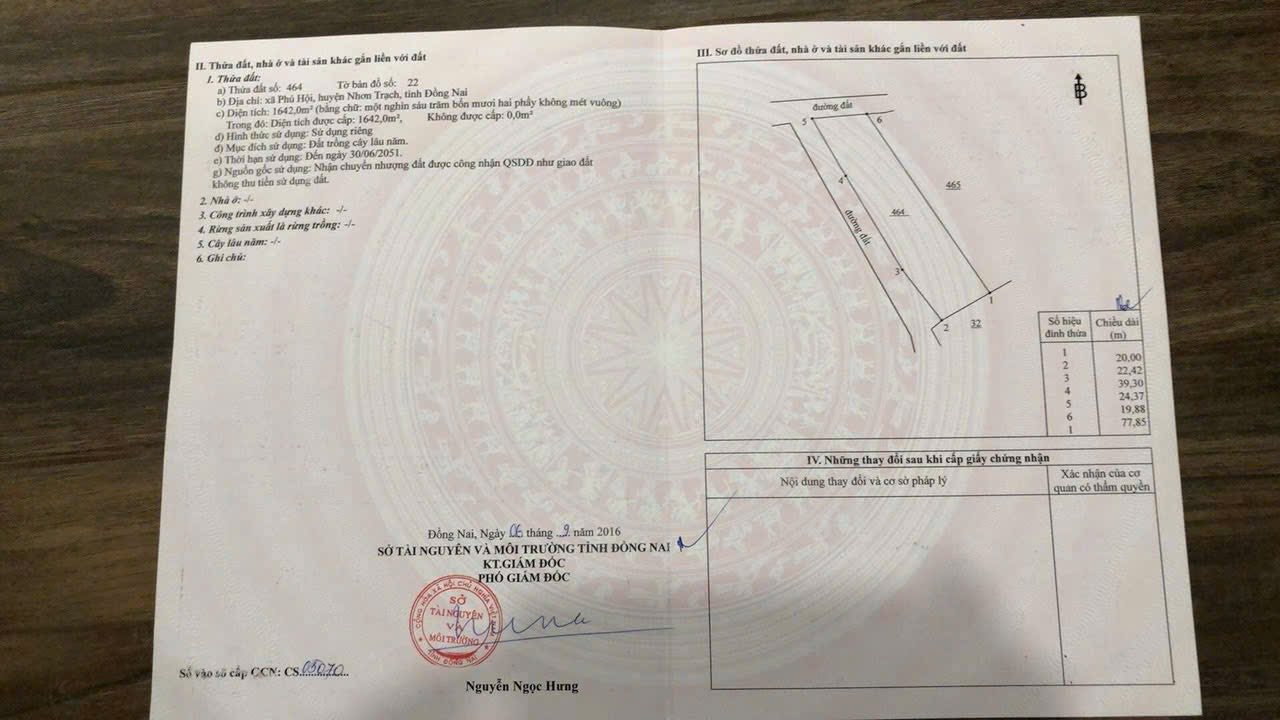 Đất nền Phú Thạnh Nhơn Trạch 1642m² giá 16.5 tỷ - Sổ đỏ chính chủ!