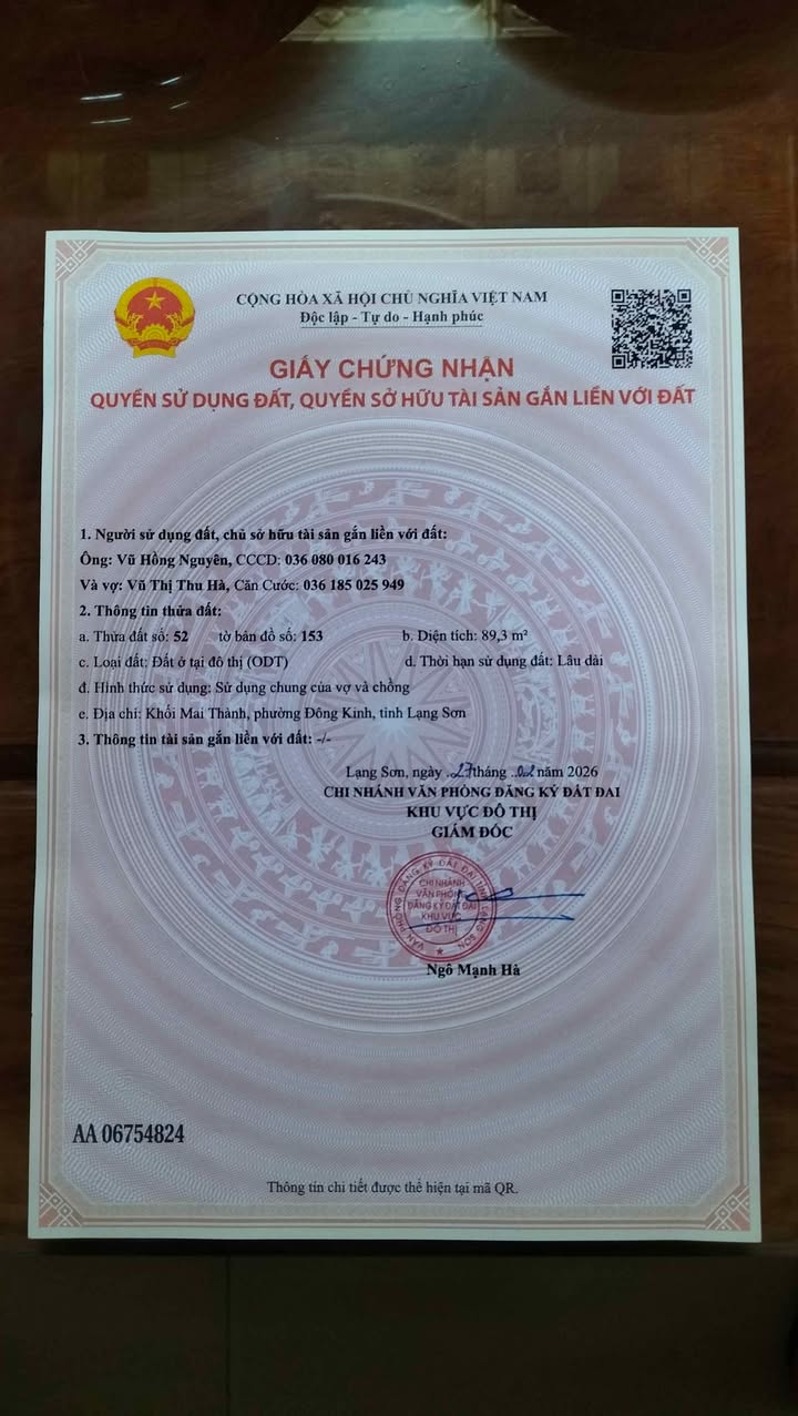 Đất nền mặt đường Hùng Vương Lạng Sơn 89.3m² - Sổ đỏ chính chủ