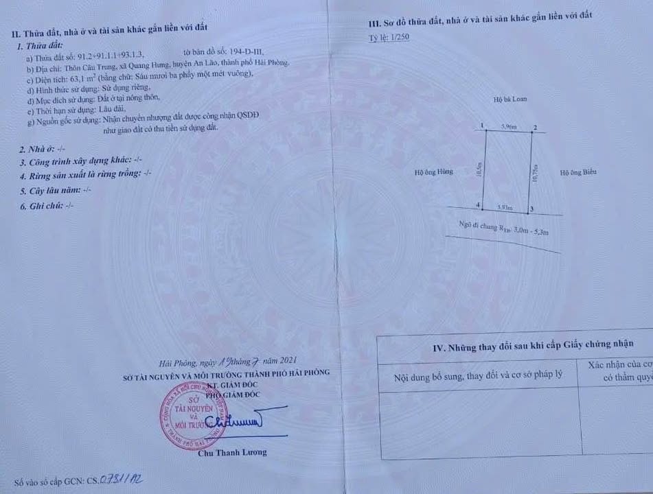 Đất nền 63m² Quang Thanh, An Lão - Tiềm năng tăng giá vượt trội!