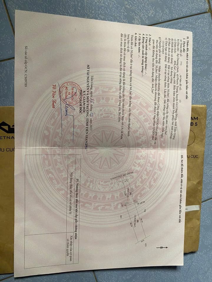 Đất nền mặt tiền 500m² Gò Công Đông - Sổ đỏ 600 triệu