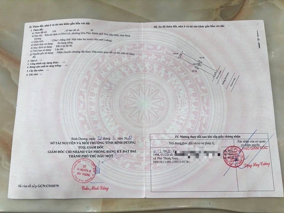 Đất nền Hoà Phú Thủ Dầu Một 129m² - Đất thổ cư 100%!