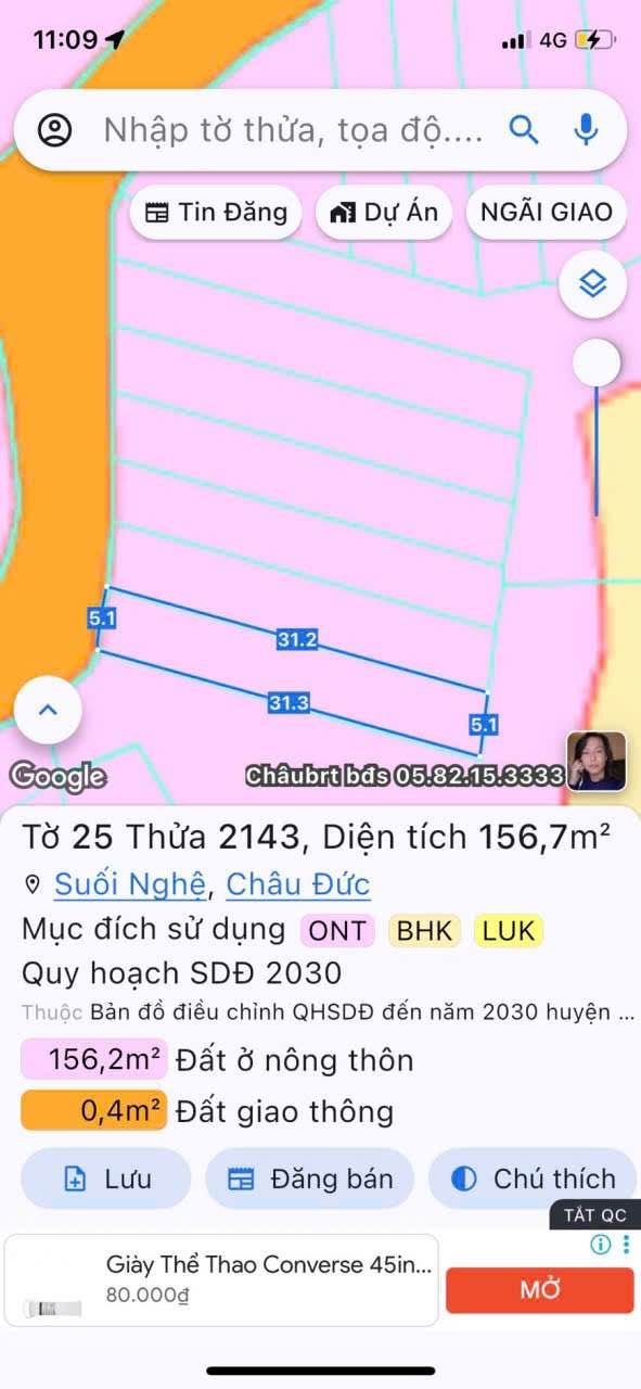 Đất nền Suối Nghệ Châu Đức 160m² giá 700 triệu - Sổ đỏ chính chủ