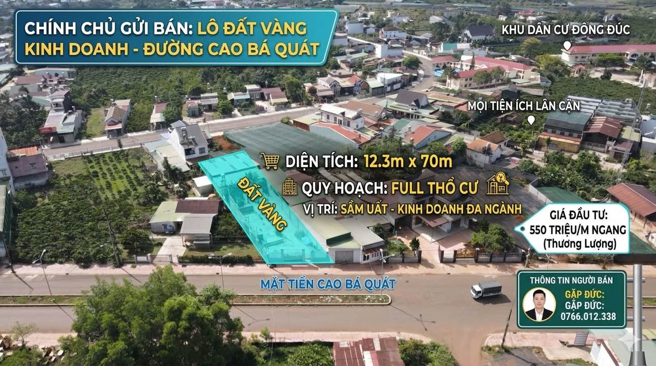 Đất nền mặt tiền Cao Bá Quát Bảo Lộc 861m² - Sổ đỏ chính chủ