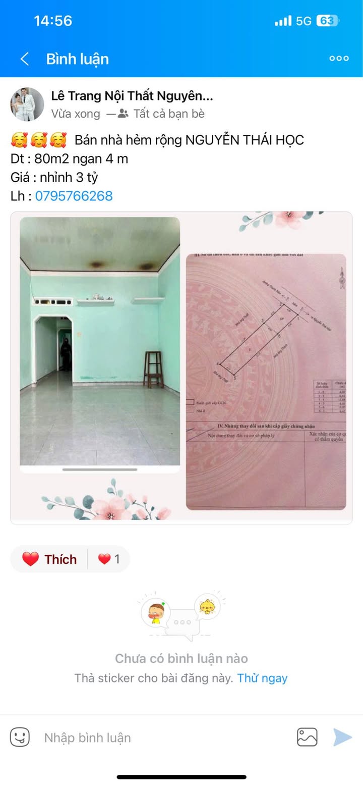 Nhà hẻm rộng Nguyễn Thái Học, Quy Nhơn - 80m², chỉ hơn 3 tỷ