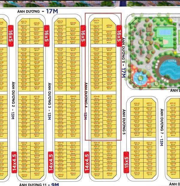 Cho thuê Townhouse Cát Tường, Đông Anh 63m² - View Công viên, Giá 12 Triệu