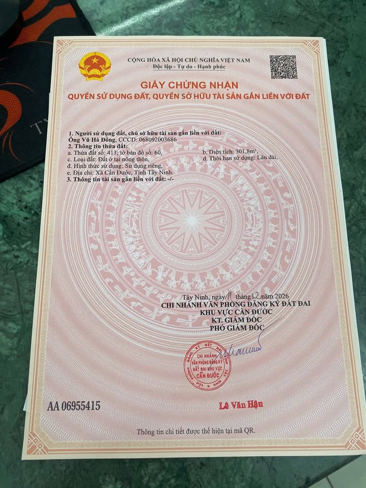 Đất nền Xã Tân Ân, Cần Đước 301.8m² - Sổ đỏ chính chủ!