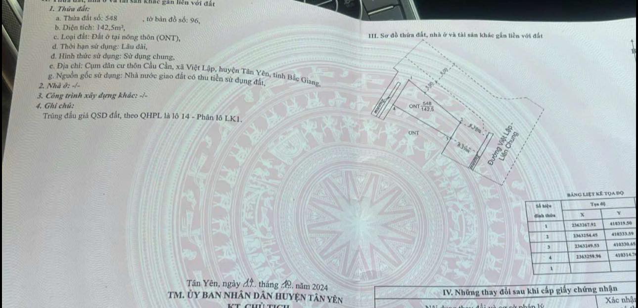 Đất Lô Góc 100m² Xã Việt Lập, Bắc Giang - Giá 3 Tỷ, Kinh Doanh Tốt