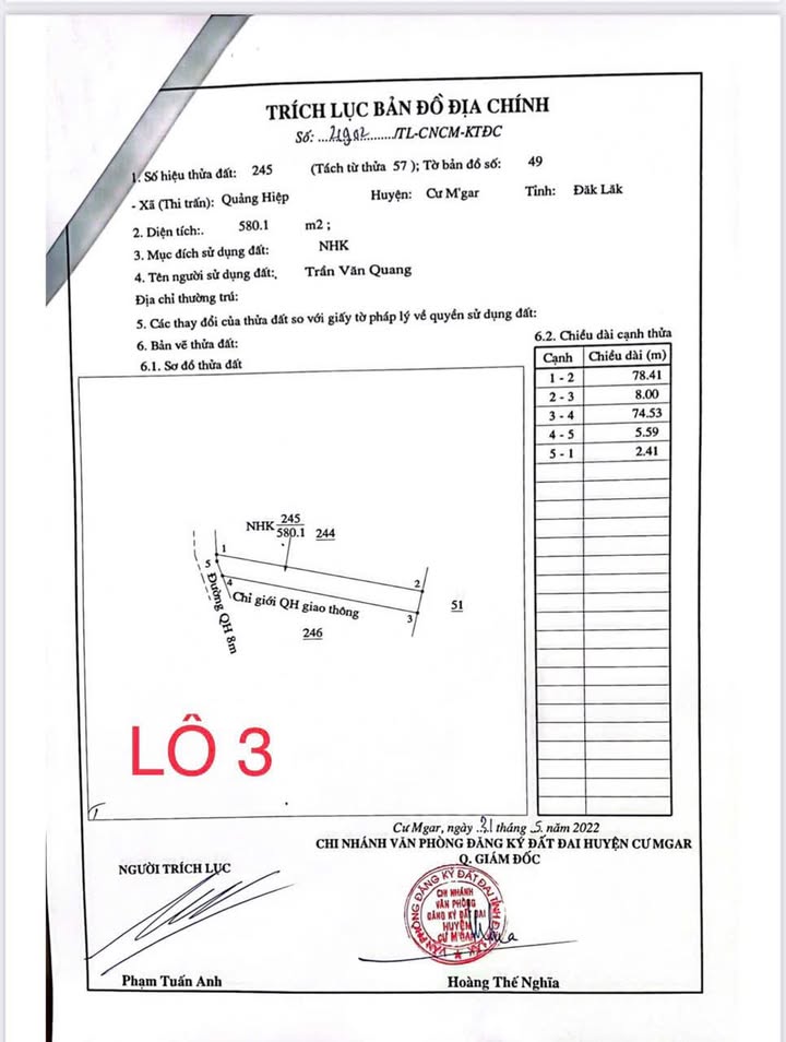Bán Đất Nền 580m² Quảng Hiệp, Cư M'gar - Giá F0 250 Triệu