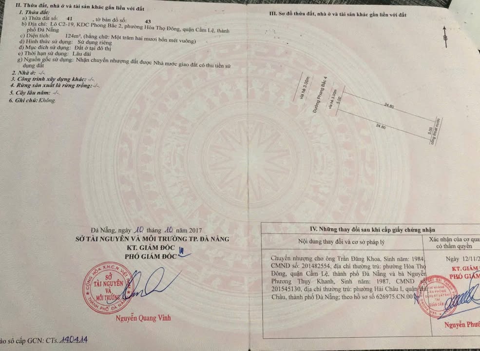 Đất nền Hòa Thọ Đông, Cẩm Lệ 124m² – Sổ đỏ chính chủ