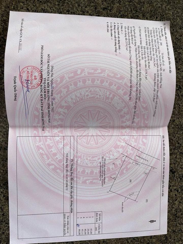 Đất mặt tiền QL56 Cẩm Mỹ 2665m² giá 12 tỷ - Sổ đỏ chính chủ