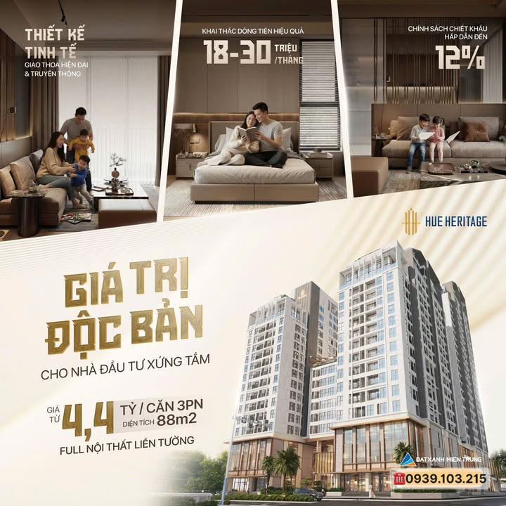 Căn hộ Hue Heritage, Huế 81.5m² - Tầng cao, hạng sang 5*