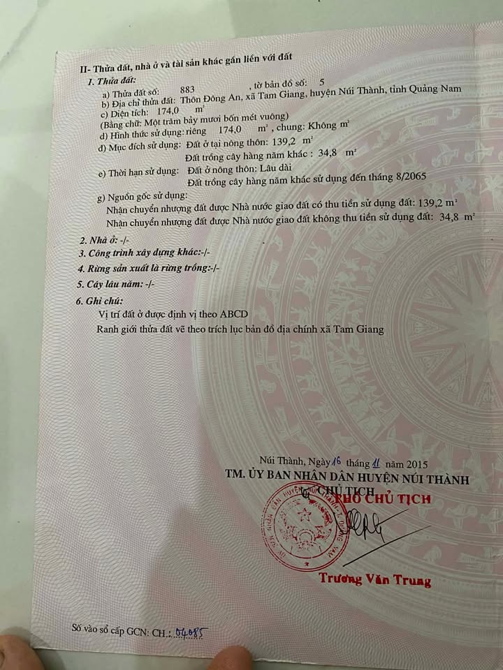 Đất nền Tam Giang, Núi Thành 174m² - Mặt tiền Đường to ô tô