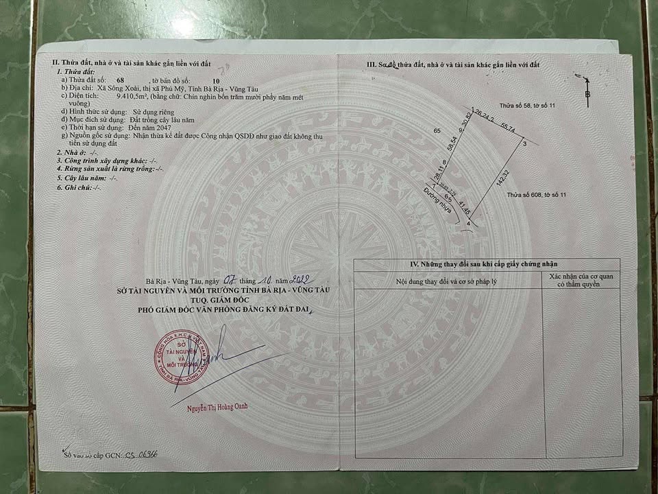 Đất nền Sông Xoài, Phú Mỹ 9500m² chỉ 11.5 tỷ - Tiềm năng tăng giá vượt trội!