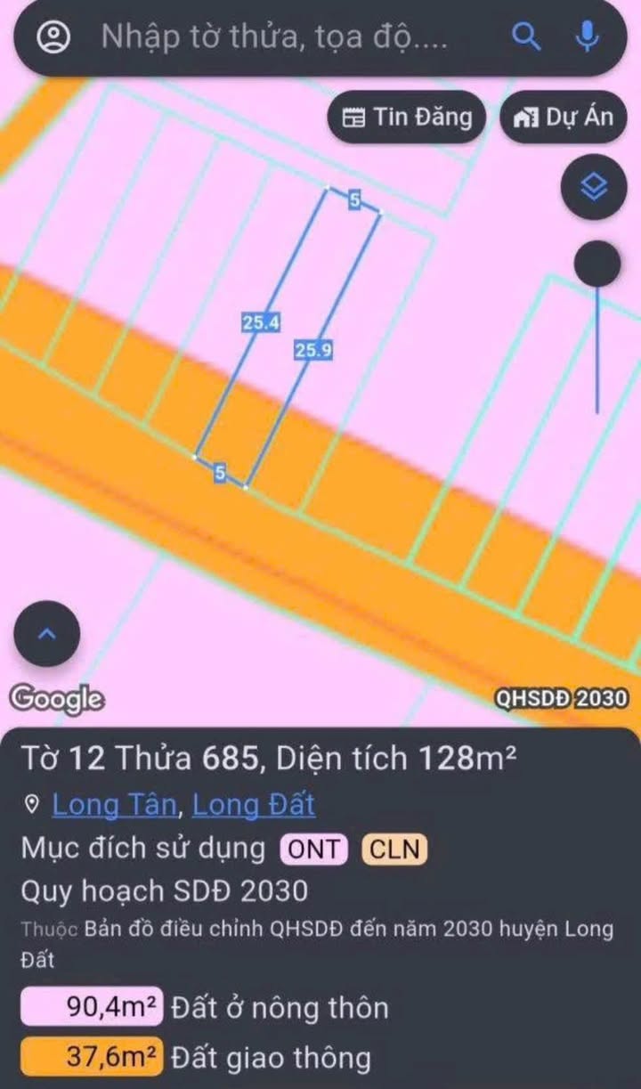 Đất nền Long Tân, Long Đất 125m² - Đất thổ cư 100%