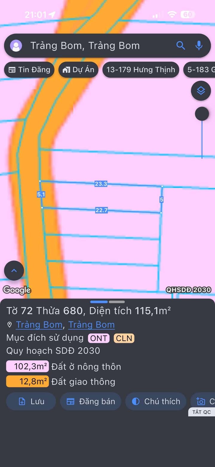 Đất nền Thị trấn Trảng Bom 115m² - Sổ đỏ chính chủ, giá siêu ngộp!