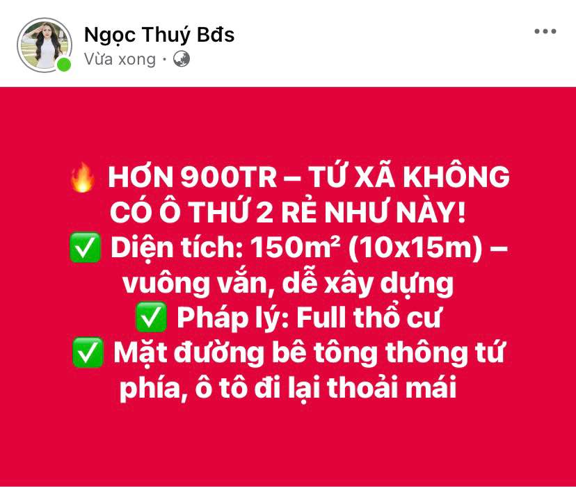 Đất nền Tứ Xã Lâm Thao 150m² giá 900 triệu - Đất thổ cư 100% hiếm có!
