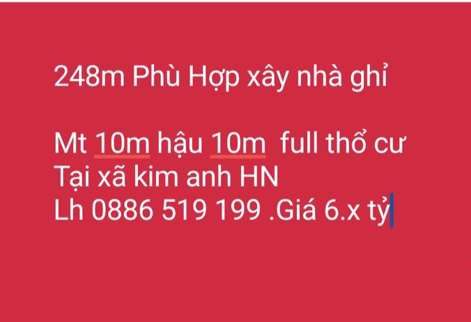 Đất Vàng Kim Nỗ, Đông Anh 248m² - Sổ Đỏ Full Thổ Cư, Mặt Tiền Rộng 10m