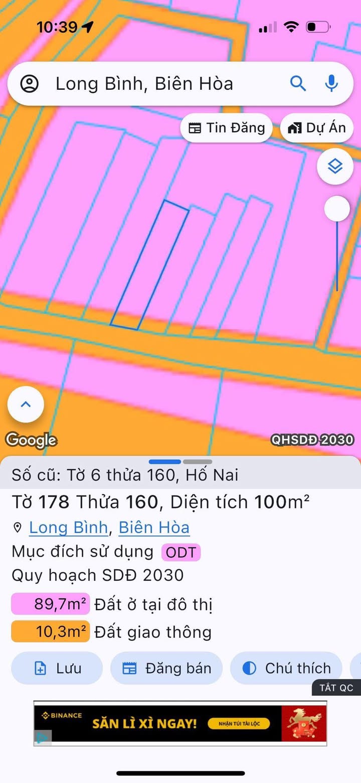 Đất Thổ Cư Mặt Tiền Biên Hòa - Kinh Doanh Nhẹ - Sổ Riêng 99m²
