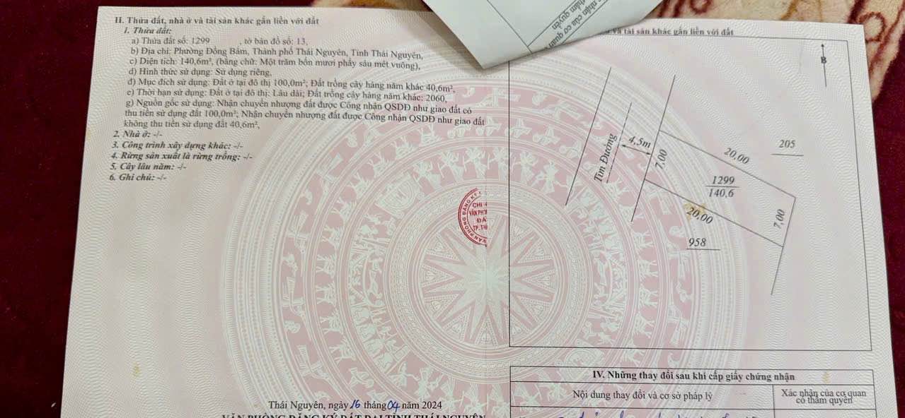 Bán Gấp 4 Lô Đất Mặt Tiền 366m² Đường Động Lực, Thái Nguyên