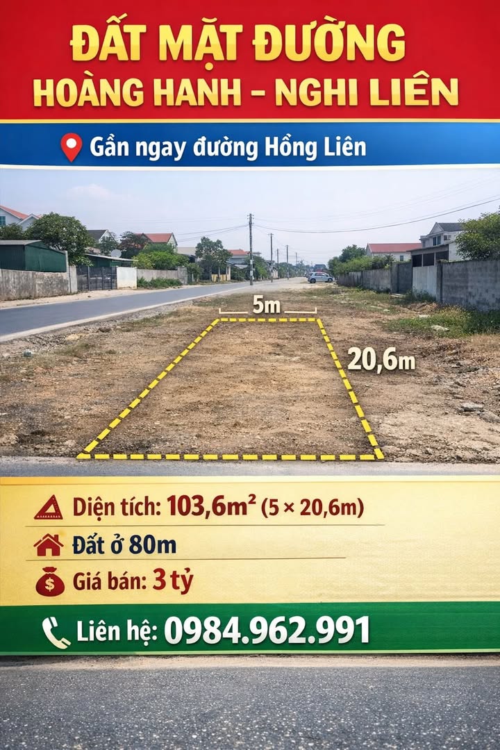 Đất nền Nghi Liên, TP Vinh 103.6m² 3 tỷ - Sổ đỏ chính chủ!