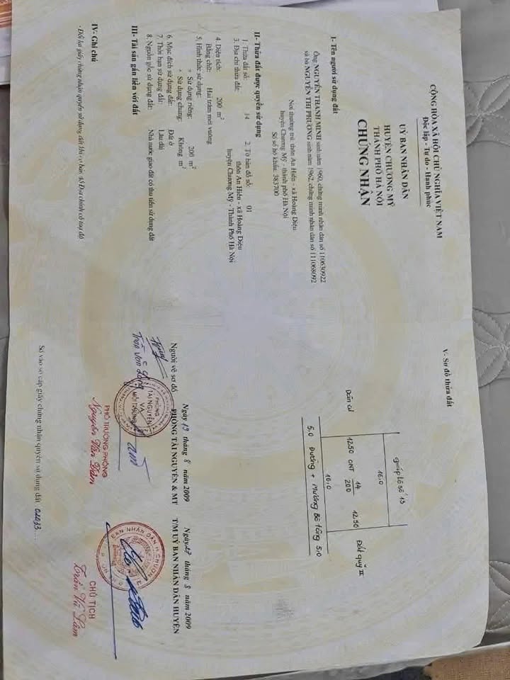 Đất nền Hoàng Diệu Chương Mỹ 200m² – Sổ đỏ chính chủ, đường ô tô tránh!