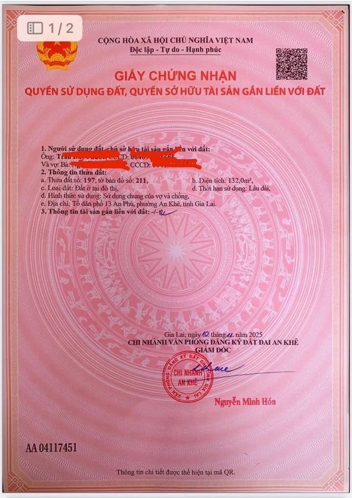 Lô đất An Khê, Gia Lai 132m² - Sổ đỏ chính chủ, giá tốt!