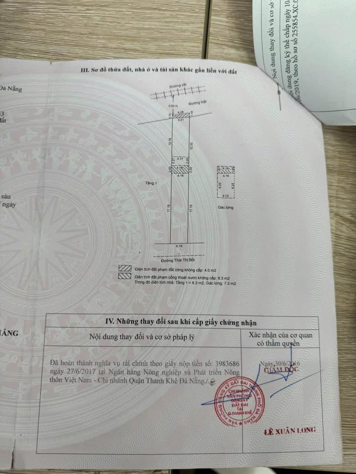 Mặt tiền Thái Thị Bôi, Đà Nẵng - 122m² - 9 tỷ - 5 phòng trọ + MB cho thuê