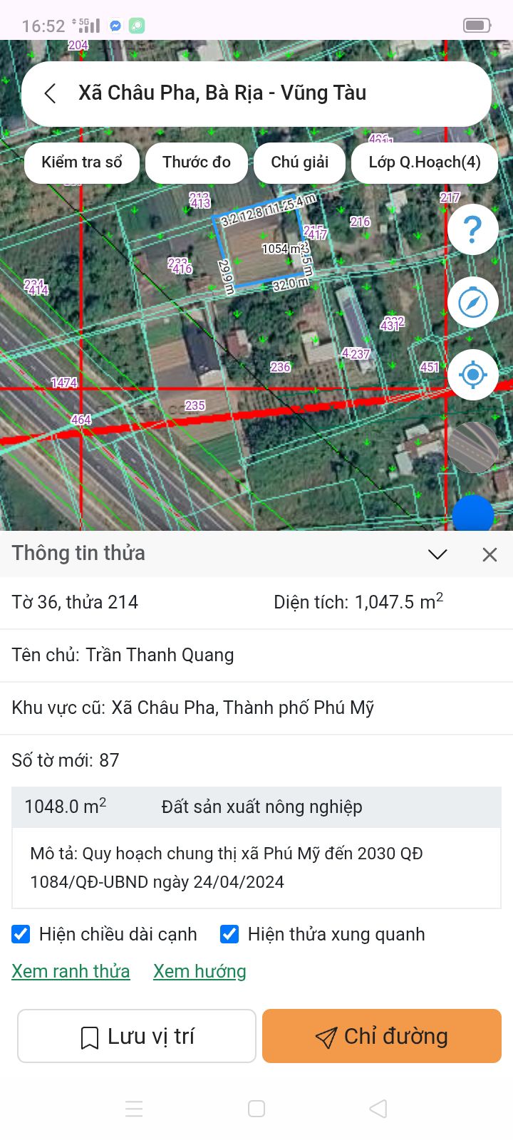 Đất Vườn/Xưởng 1023m² Châu Pha, Phú Mỹ - Giá 3 Tỷ Chính Chủ