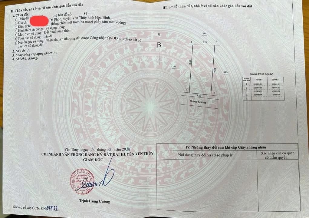 Đất nền Xóm Hơm, Yên Thủy 130m² - Sổ đỏ chính chủ, công chứng ngay!