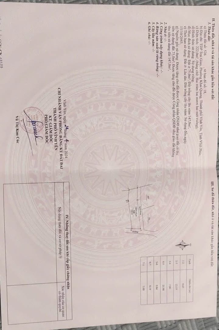 Đất Vĩnh Phúc 222m² - Mặt tiền 7m Đường Hán Lữ, Vĩnh Yên - Giá 2 Tỷ