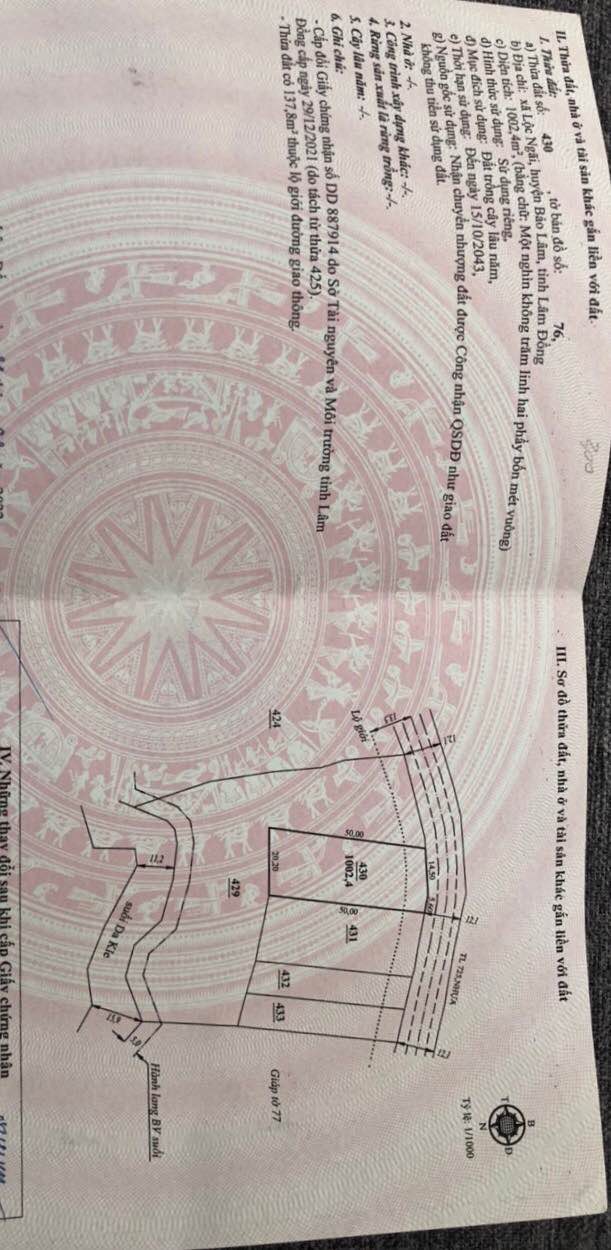 Đất nền DT725 Lộc Ngãi Bảo Lâm 401.7m² - Sổ đỏ chính chủ!