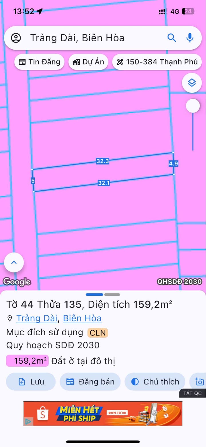 Đất Vàng Phường Trảng Dài, Biên Hòa - 160m² Sổ Hồng Riêng, Giá Tốt
