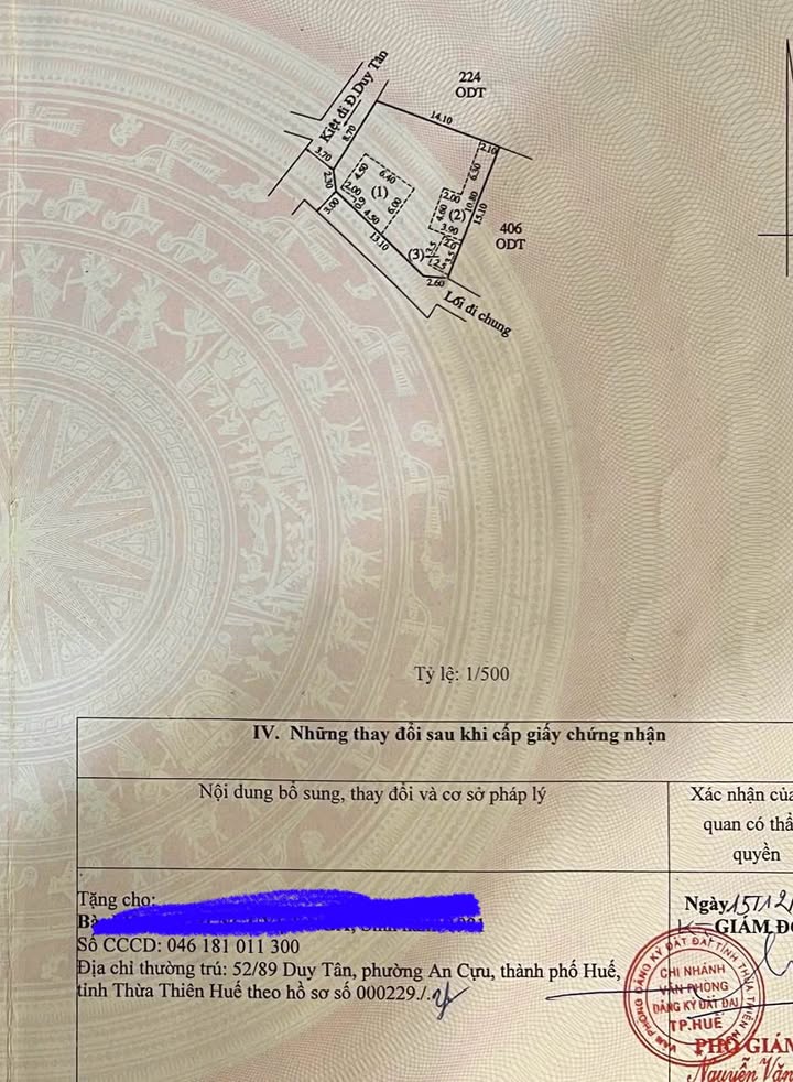 Đất nền An Cựu, Huế 202.6m² - Sổ đỏ chính chủ, kiệt ô tô!