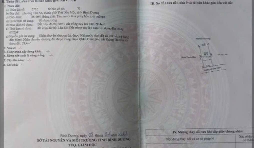 Bán đất 90m² TP. Thủ Dầu Một - Sổ thổ cư, gần trường học