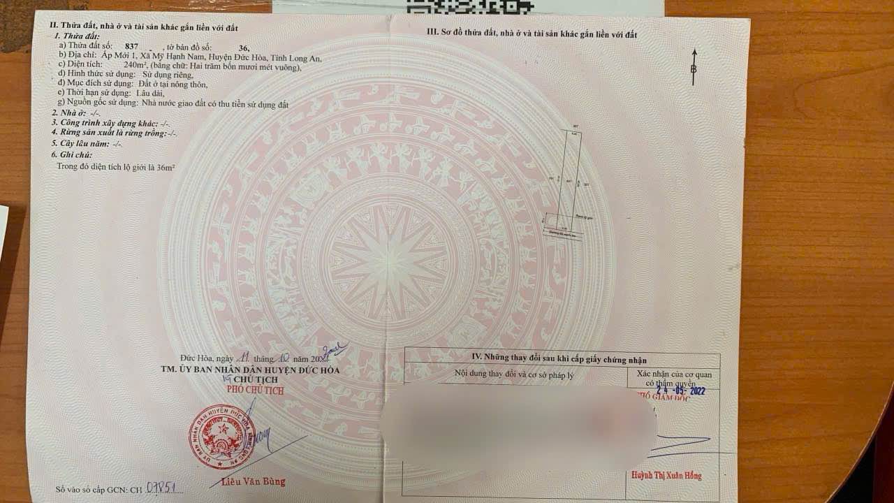 Đất nền Mỹ Hạnh Nam 240m² giá 1.5 tỷ - Sổ đỏ chính chủ!