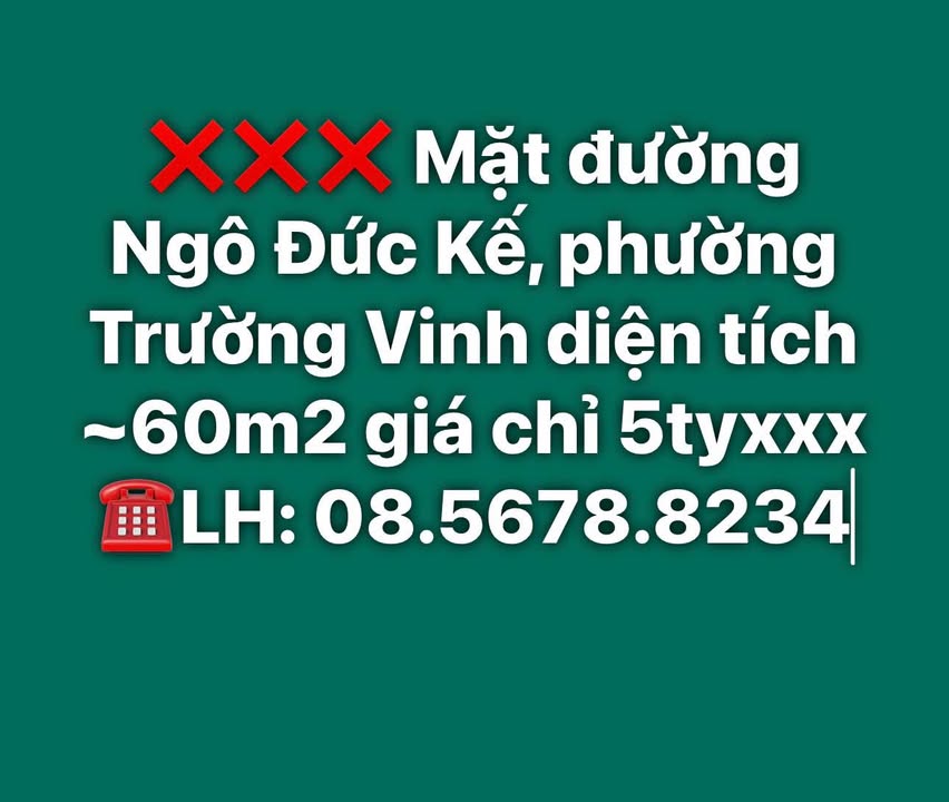 Nhà phố Ngô Đức Kế, TP. Vinh 60m² giá 5 tỷ - Mặt tiền kinh doanh đắc địa!