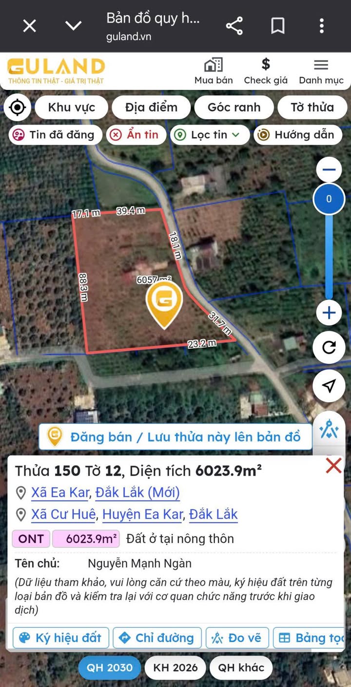 Đất nền Ea Kar 2304m² giá 3.95 tỷ - Sổ đỏ chính chủ, thổ cư sẵn!